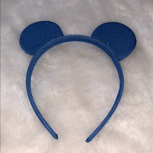 Kids blue glittery mouse ears headband